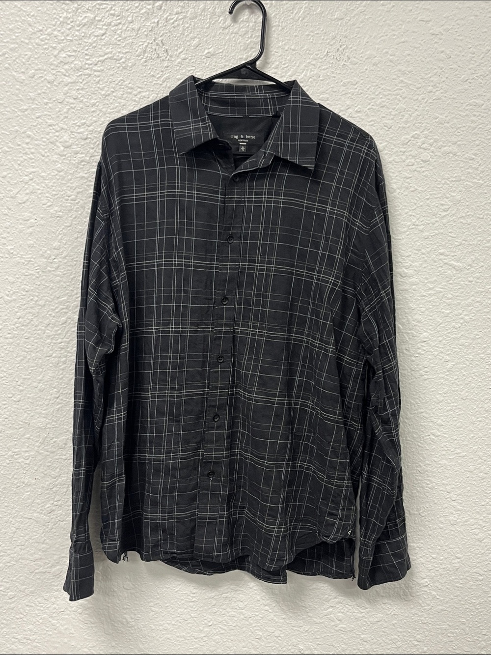 rag & bone Black Plaid Button-Down Shirt